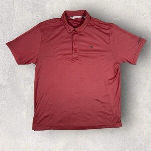 Travis Mathew Polo Shirt Mens XXL Red Pima Cotton Button Collar Golf Casual 2XL